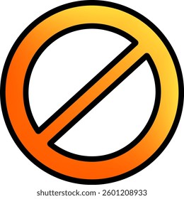 Prohibition sign gradient orange shades