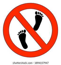prohibition sign human footprints, vector illustration