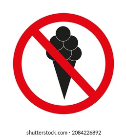 prohibition sign with ice cream is prohibited. you can't eat ice cream. a sign meaning that food is not allowed