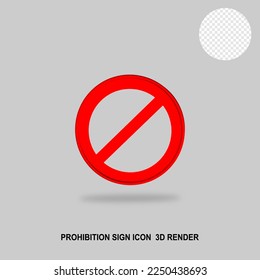 prohibition sign icon 3D render