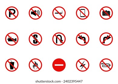 prohibition sign icon, mega set sign