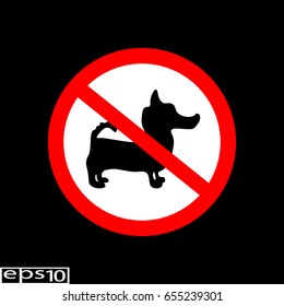 Prohibition sign, icon. No dog , No animals - vector illustration