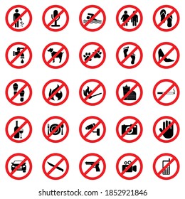 prohibition sign icon set vector symbol