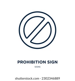prohibition sign icon from signs collection. Thin linear prohibition sign, danger, ban outline icon isolated on white background. Line vector prohibition sign sign, symbol for web and mobile