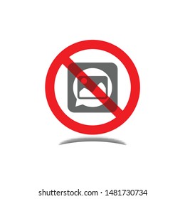 Prohibition sign of image icon vector design with grey colour isolated on white background. No talk about images. Vector illustration for warning issue, announcement and social media content.