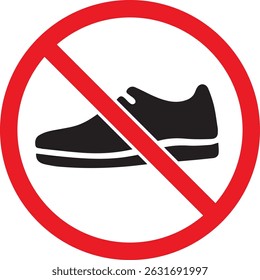 Prohibition Sign to indicate "No Shoes or Footwear Allowed"