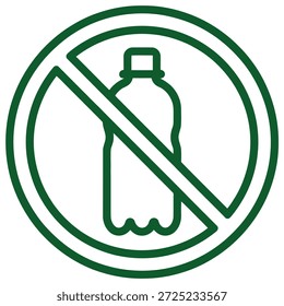 Prohibition sign indicating no plastic bottles or singleuse containers allowed for environmental protection and sustainability
