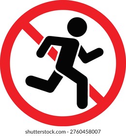 Prohibition sign indicating no running is allowed in this area