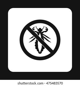 Prohibition sign insects icon in simple style isolated on white background. Warning symbol