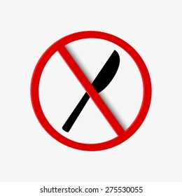 prohibition sign with a knife