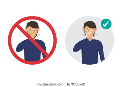 Prohibition Sign Man Wrong Cough Hand Stock Vector (Royalty Free ...