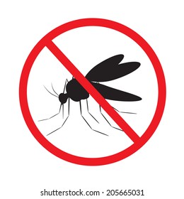 prohibition sign. mosquito in a red prohibition sign.