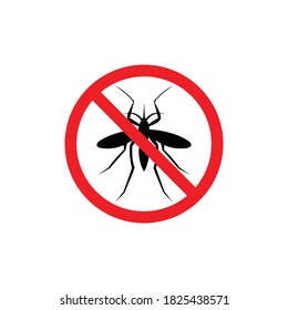 
Un signo de prohibición con un mosquito - un símbolo de enfermedades infecciosas.