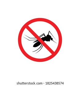 
Un signo de prohibición con un mosquito - un símbolo de enfermedades infecciosas.