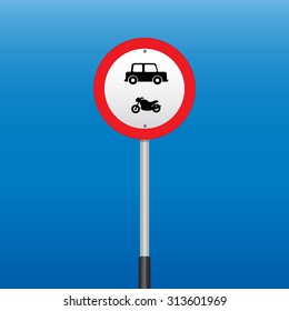 Prohibition Sign motorcycle car . Vector illustrations