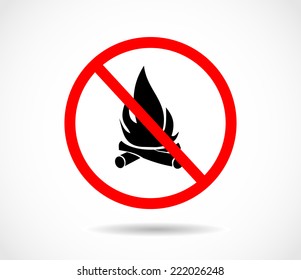 Prohibition sign. No campfire vector