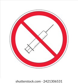 Prohibition sign. No Drugs. Drug free area. Vector illustration.