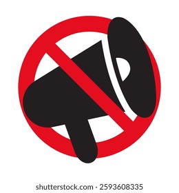 Prohibition sign. No megaphone. Vector illustration on white background.