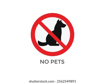 Prohibition sign no pet dog and cat simple animals silhouette. No Pets Allowed Prohibition Sign with Dog and Cat Silhouettes - Clear Warning Symbol for Public Spaces