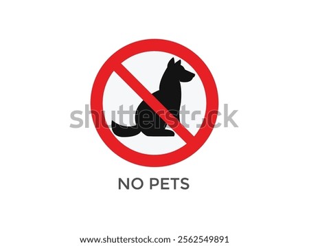 Prohibition sign no pet dog and cat simple animals silhouette. No Pets Allowed Prohibition Sign with Dog and Cat Silhouettes - Clear Warning Symbol for Public Spaces