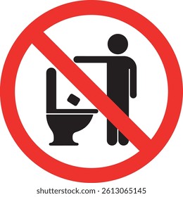 Prohibition sign for no trash disposal in toilet, waste management warning, plumbing safety symbol, hygiene alert