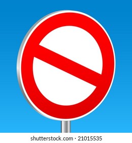 Prohibition  sign on a blue background. Vector illustration.