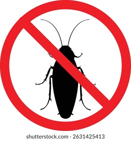 Prohibition sign on a cockroach - Vector