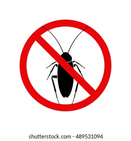 Prohibition sign on a cockroach - Vector