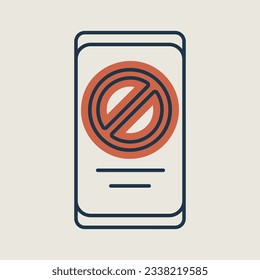 Prohibición de inicio de sesión en un icono aislado del vector de pantalla de smartphone. Manifestación, protesta, huelga, revolución