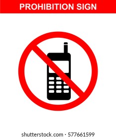 Prohibition sign on white background. No cell phone. Vector icon.