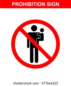 Prohibition sign on white background. No children. Vector icon.