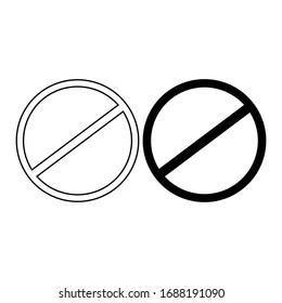 Prohibition sign (or no symbol) vector illustration in black and white. Icon for websites or mobile applications.