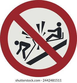 PROHIBITION SIGN PICTOGRAM, DO NOT RAM INTO TOBOGGANS ISO 7010 – P047