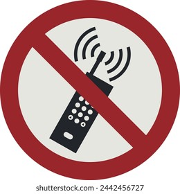 PROHIBITION SIGN PICTOGRAM, No activated mobile phone ISO 7010 – P013