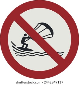PROHIBITION SIGN PICTOGRAM, NO KITE SURFING ISO 7010 – P065