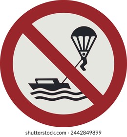 PROHIBITION SIGN PICTOGRAM, NO PARASAILING ISO 7010 – P066