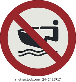 PROHIBITION SIGN PICTOGRAM, NO PERSONAL WATER CRAFT ISO 7010 – P057