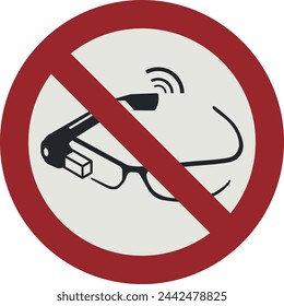 PROHIBITION SIGN PICTOGRAM, USE OF SMART GLASSES PROHIBITED ISO 7010 – P044