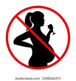 Prohibition sign Of Pregnant Woman Drinking Alcohol