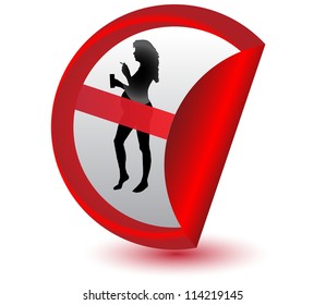 Prohibition Sign - Pregnant Woman Smoking.Vector