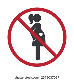 Prohibition sign for pregnant women, minimalist design, isolated on a white background, suitable for health or warning materials