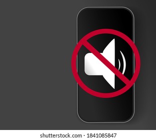 Prohibition sign. It is prohibited to use a mobile phone. Red circle with a line through, phone or alarm off. Turn off the sound, go into silent mode. Vector image.
