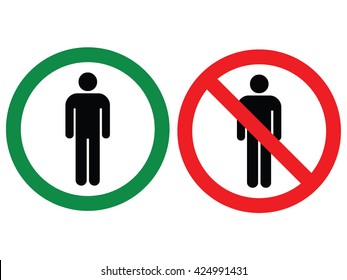 Prohibition sign set for man . Vector illustration