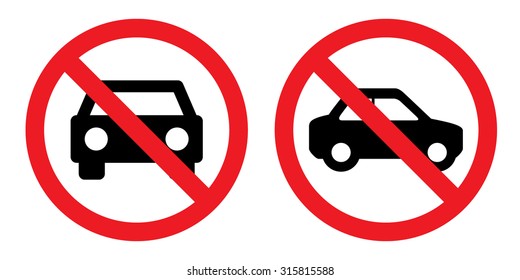 Prohibition sign set for no car and no parking . Vector illustration