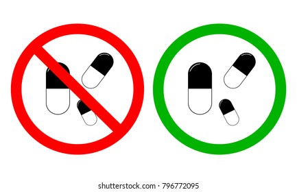 Prohibition sign set for pills