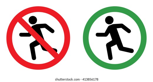 Signo de prohibición establecido para la ejecución . Ilustración vectorial