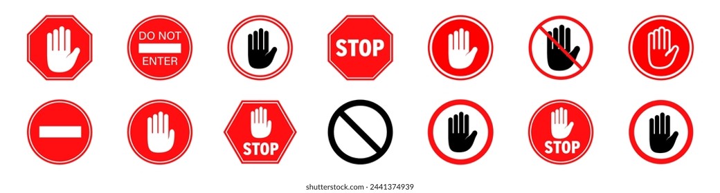 Prohibition sign set. Warning symbol. Vector illustration.