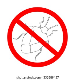 prohibition sign  shield bug. Palomena prasina. Sketch of shield bug.  shield bug isolated on white background. shield bug Design for coloring book.  hand-drawn shield bug. Vector illustration