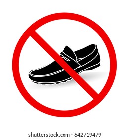 Prohibition sign for shoes. Do not stay. No shoes sign. Vector illustration