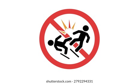 Prohibition Sign Showing Two Silhouettes Fighting and Striking Each Other